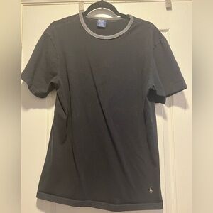 Men’s Polo Sleepwear Shirt.  Black with gray trim, short sleeve. Size Large